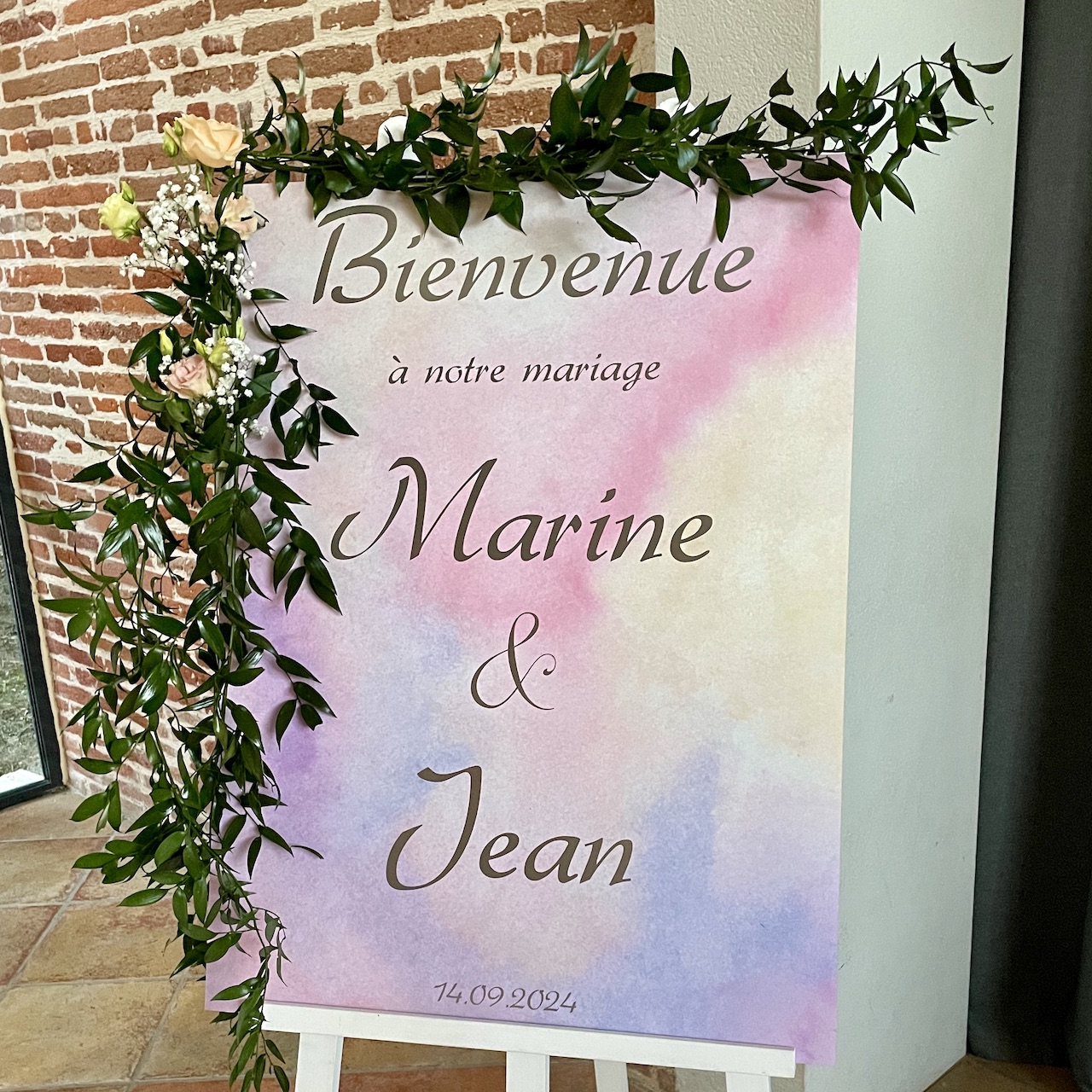 panneau bienvenue mariage coloré