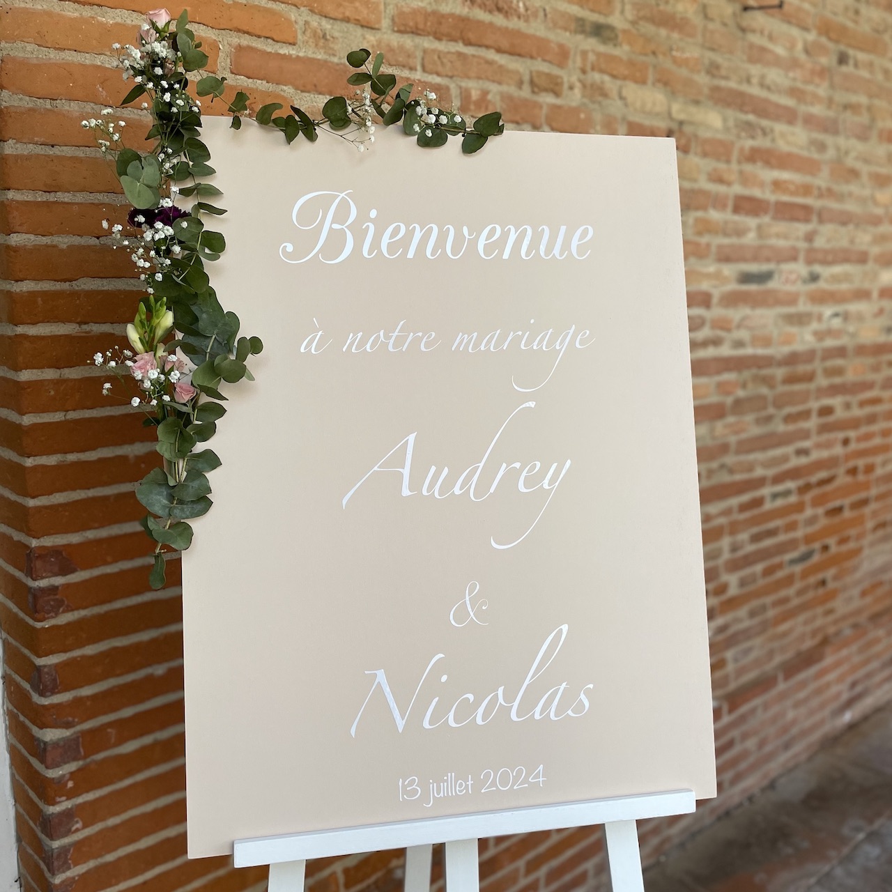 panneau bienvenue nude mariage romantique