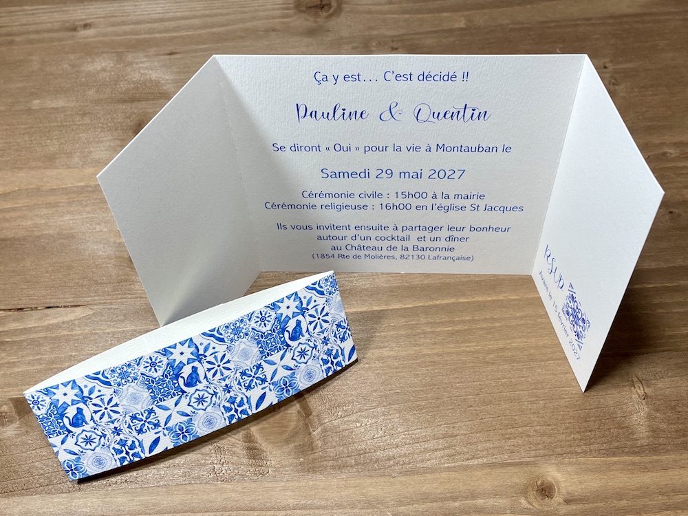 faire-part mariage bleu majorelle