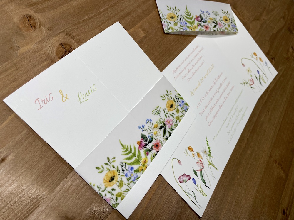 faire-part mariage prairie de fleurs