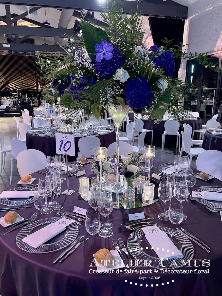 Décoration mariage vase haut, grande composition florale, décoration table mariage