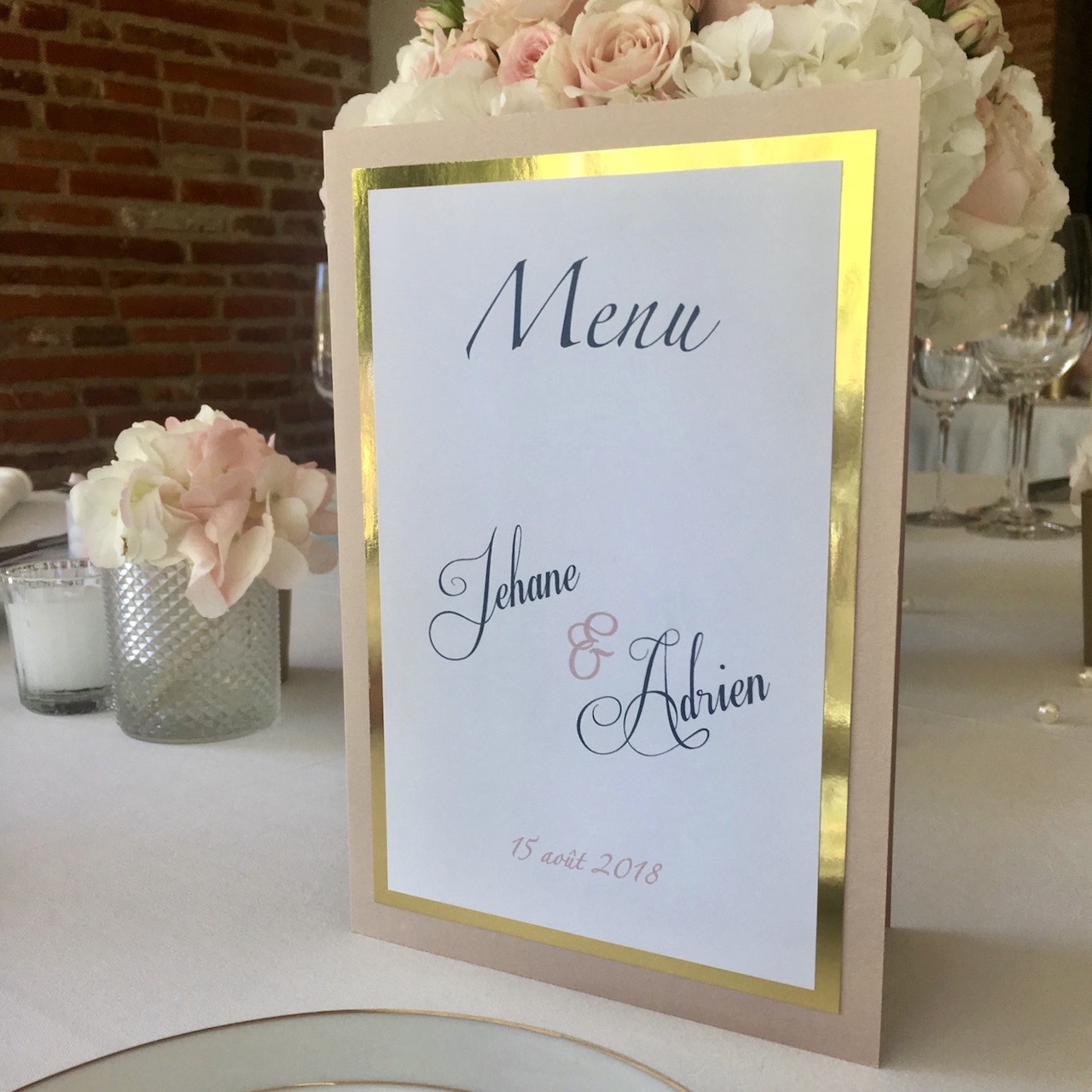 Carte de menu mariage luxe