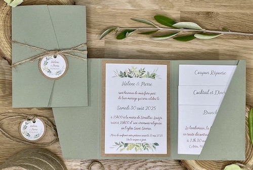 faire-part mariage vert sauge