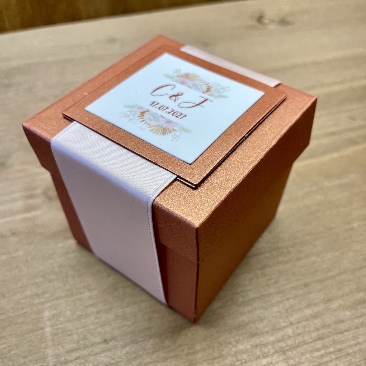 boite-cube-dragees-terracotta boite dragées mariage terracotta