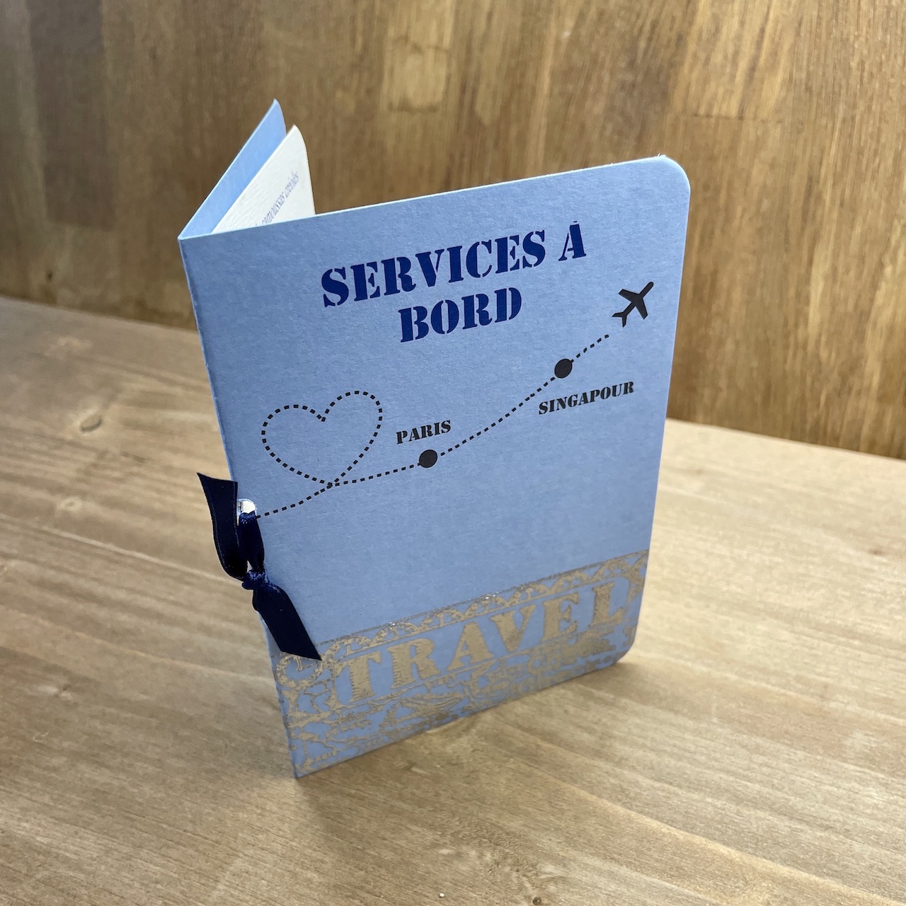 Carte de menu mariage thème  voyage