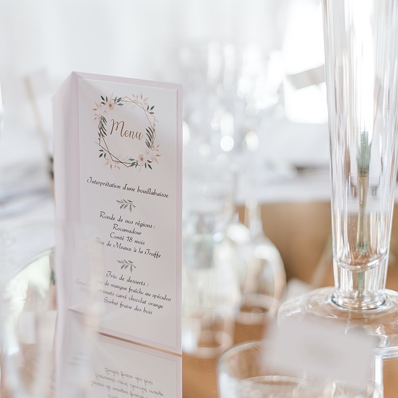 Carte de menu mariage chic et sobre