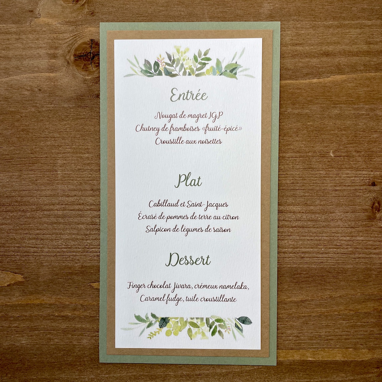 carte-de-menu-mariage-nature carte de menu mariage vert sauge et kraft