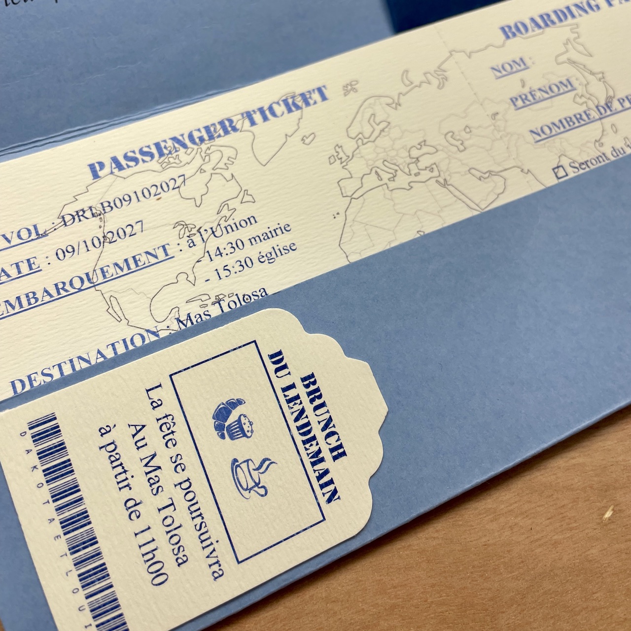faire-part-mariage-artisanal-fabrication-francaise-fait-main faire-part mariage thème voyage billet d'avion