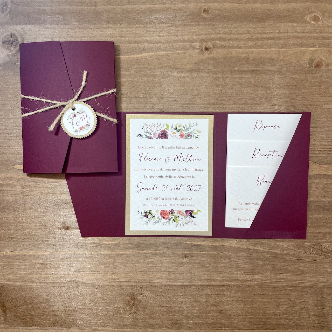 faire-part-mariage-chic faire-part mariage marsala