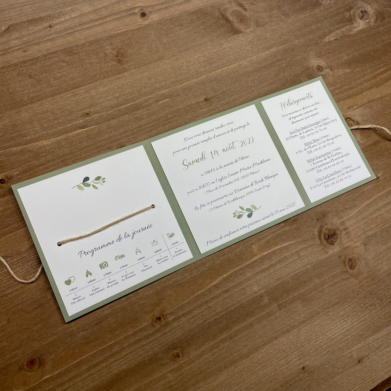 faire-part-mariage-cordelette-vert-sauge faire-part mariage vert sauge