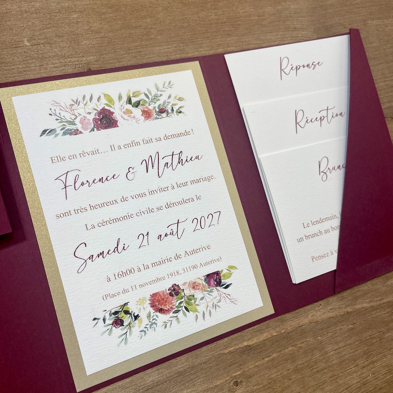 faire-part-mariage-marsala-et-or faire-part mariage marsala et doré