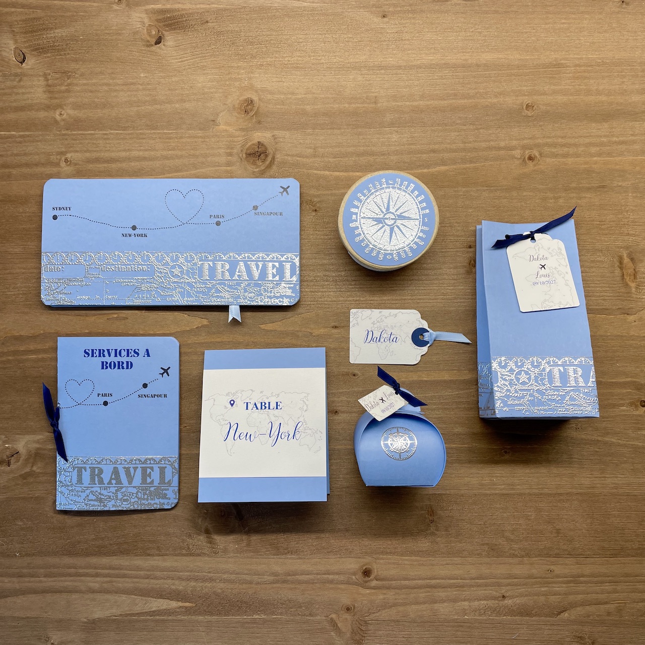 Faire-part mariage thème voyage