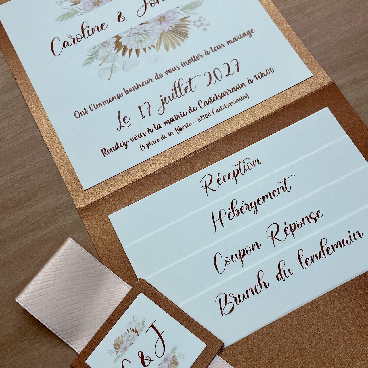 magnifique-faire-part-de-mariage faire-part mariage terracotta cuivré