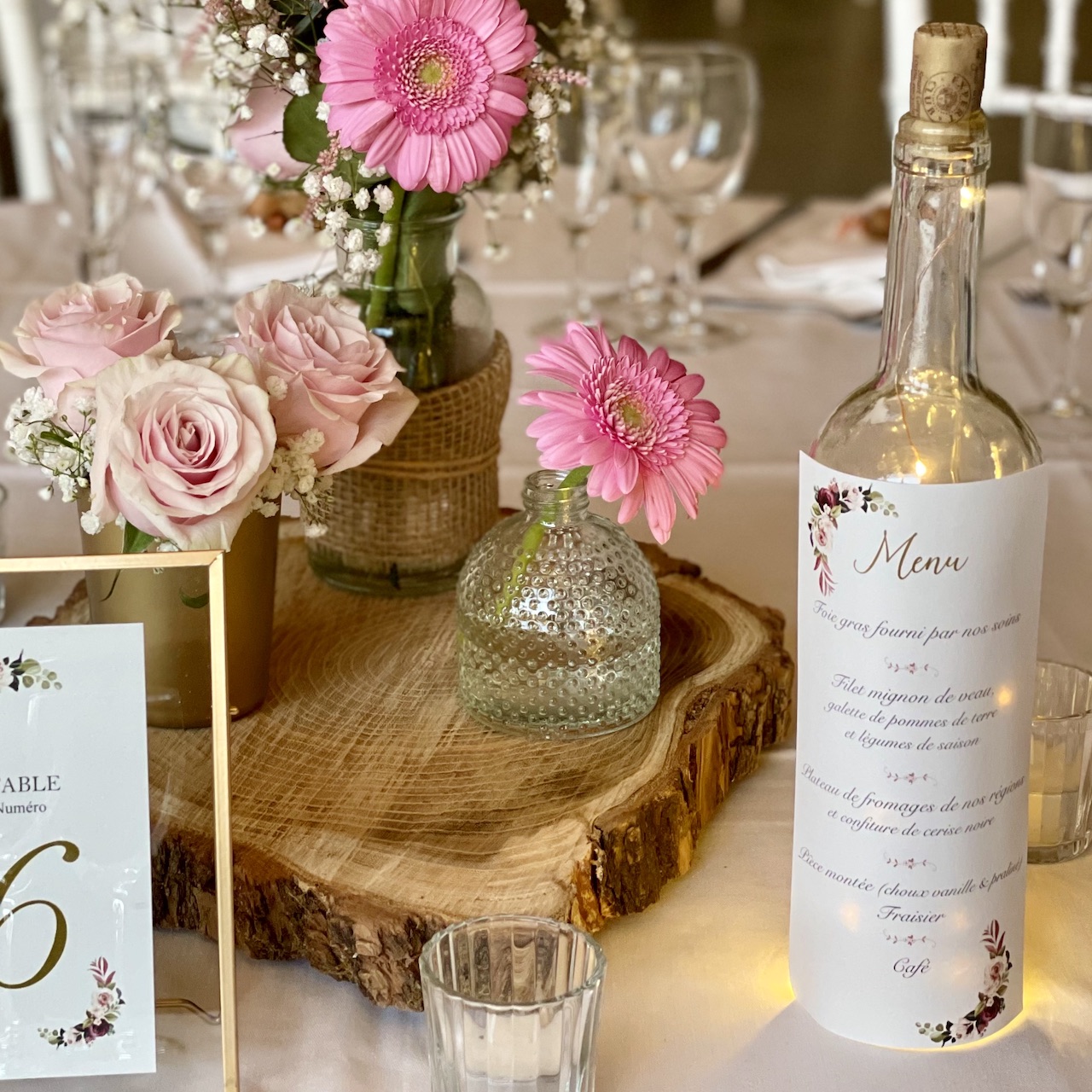 Menu sur bouteille lumineuse
