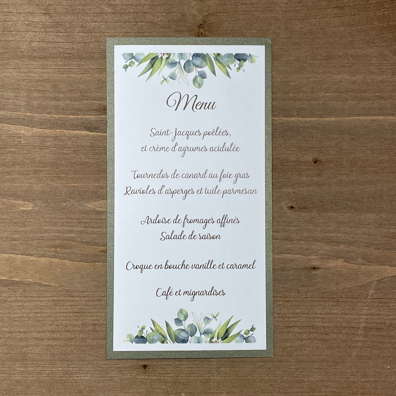 menu-mariage-carte-eucalyptus-vert-kaki carte de menu mariage kaki