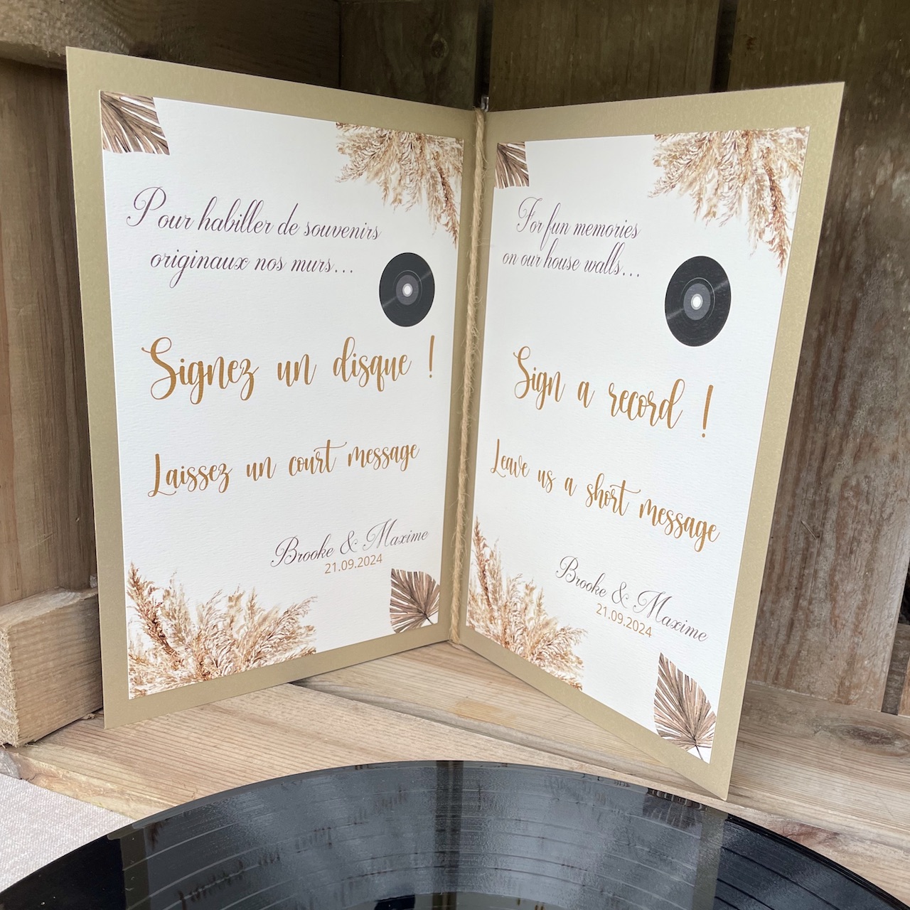 mot invité sur disque vinyle mariage