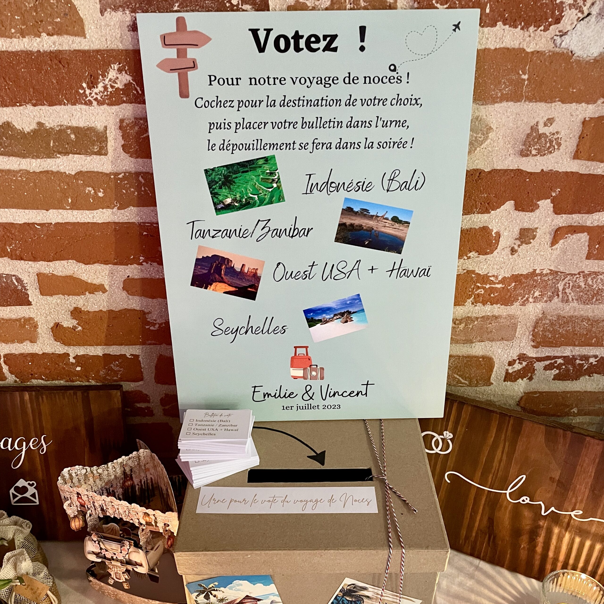 affiche vote voyage de noces mariage