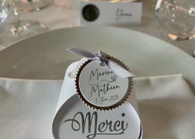 Cadeaux invités mariage blanc argent
