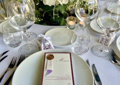 Carte de menu cachet de cire mariage