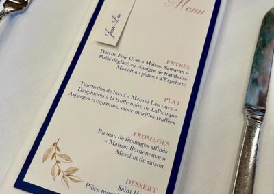 Carte de menu chic et classe, cachet de cire