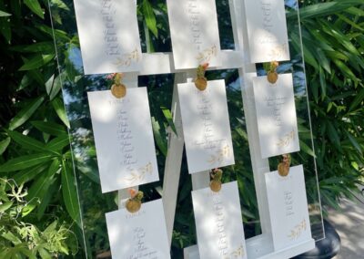 Plan de table plexi mariage cachet de cire